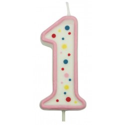 Sviečka bodková ružová 1