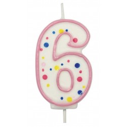 Sviečka bodková ružová 6