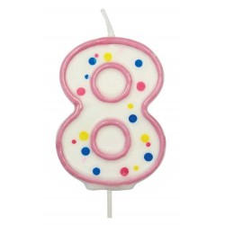 Sviečka bodková ružová 8